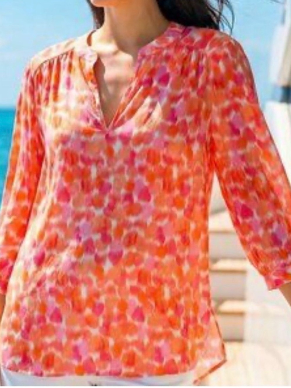 Amanda Uprichard Sz Small Everyday Top Rosato Print Pink‎ Orange Viscose Blouse